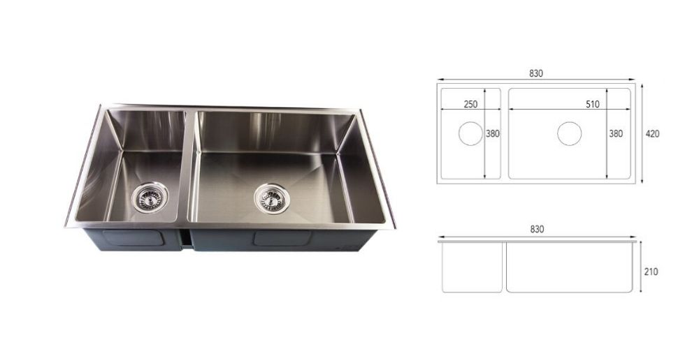 Double basin leakproof Aurasink Duo830