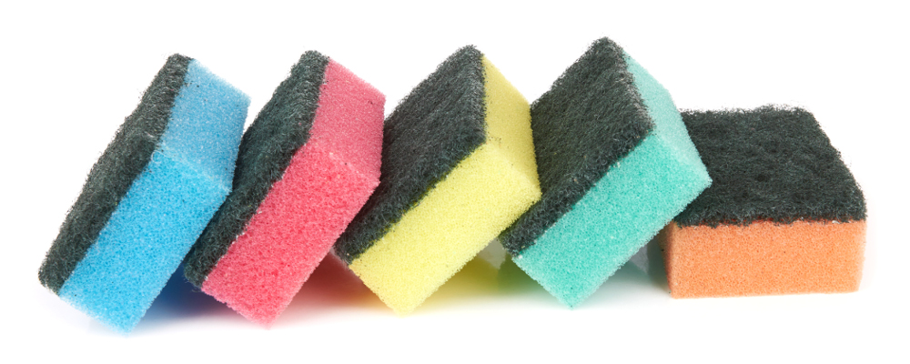 Sponge for washing dishes and scrubbing surfaces