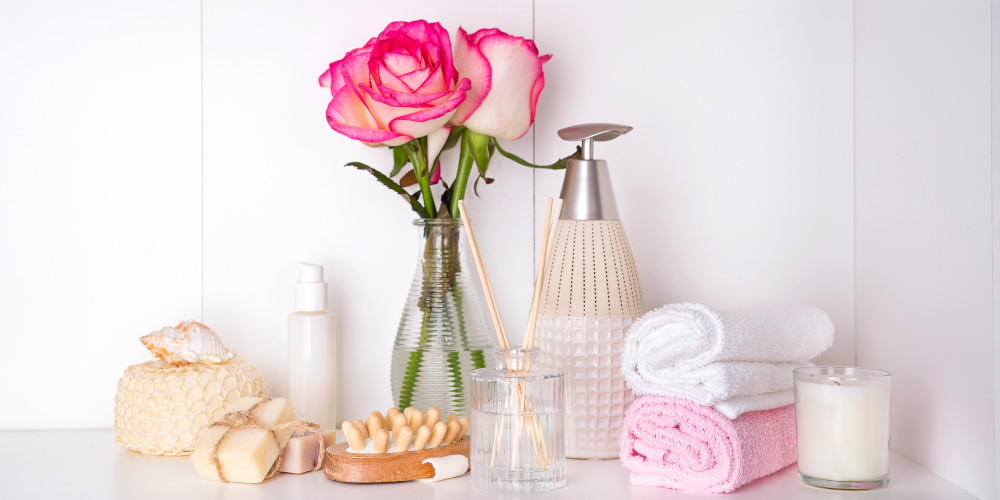 Floral aromatherapy scents to freshen up the bathroom for guests