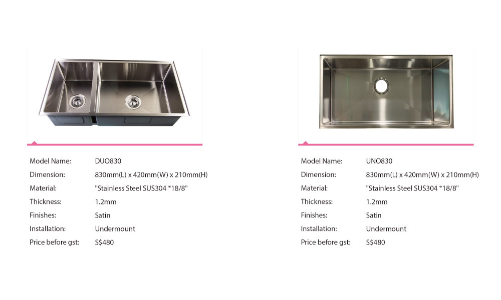 Aurasink Leakproof Stainless Steel Kitchen Sink - Single Bowl and Double Bowl Large Sink