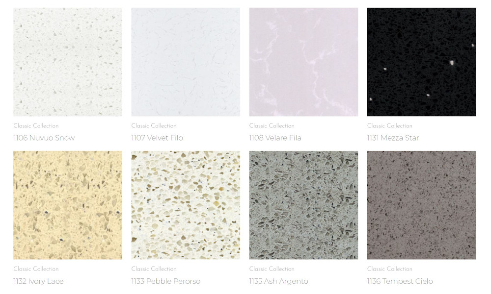 Aurastone Quartz Classic Collection in different colours and patterns