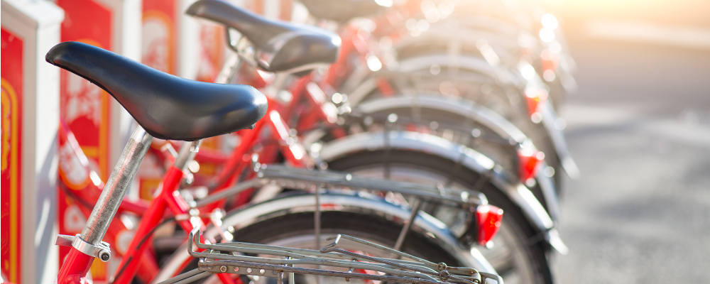 Bicycles in a row at the park