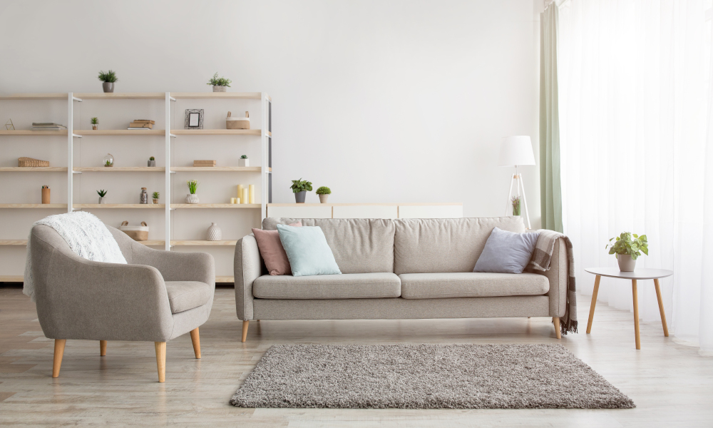 Calm and neutral colour scheme for living room