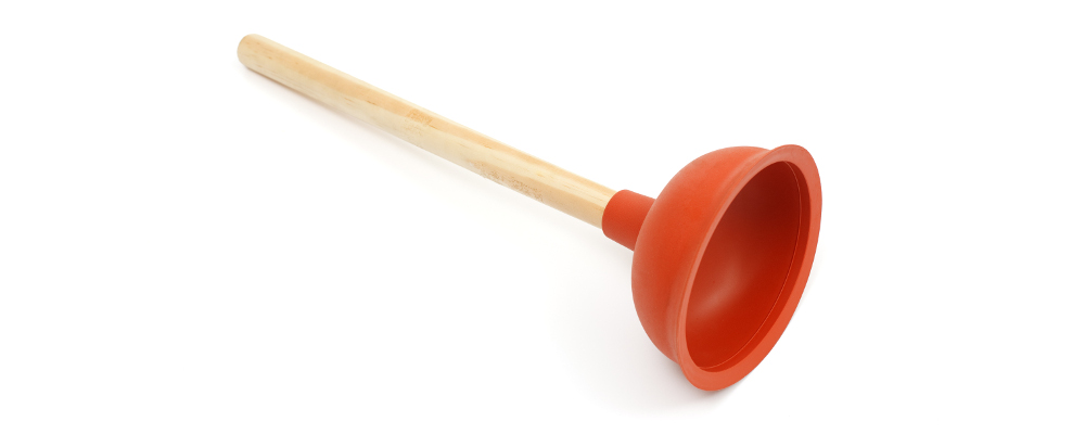 Kitchen sink plunger with red suction cup
