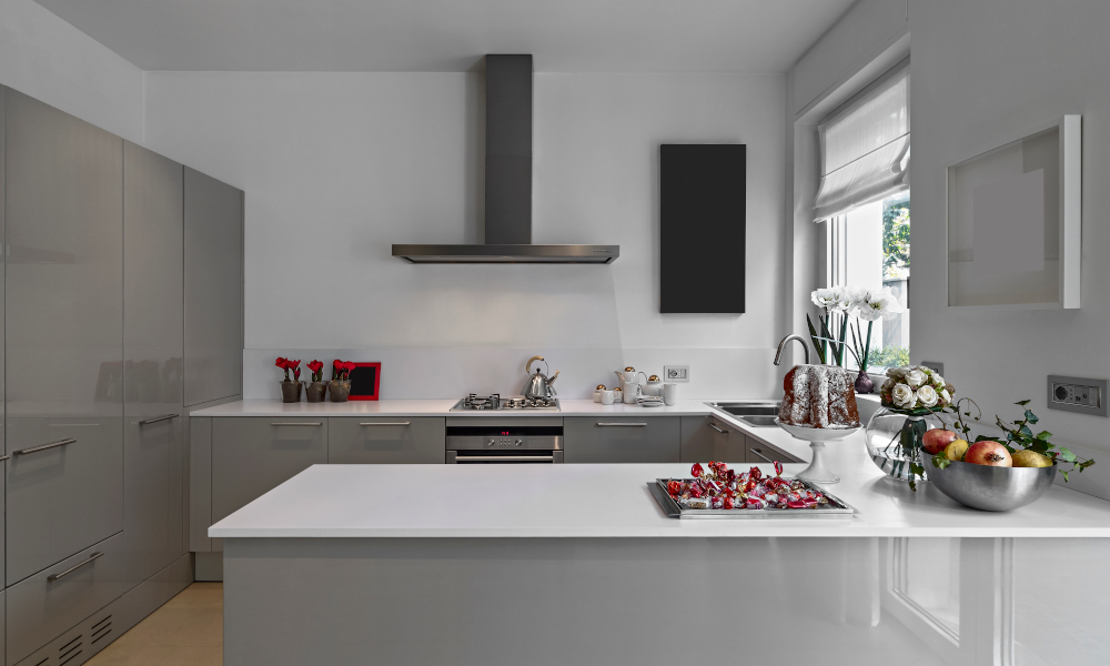 Modern kitchen U-shaped layout with good kitchen ventilation