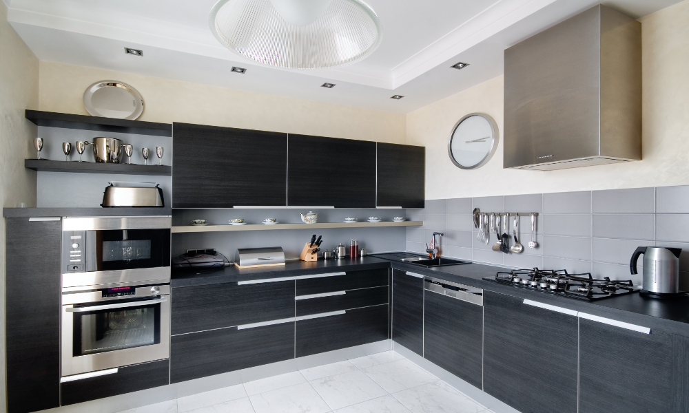 monochrome black and white kitchen decor