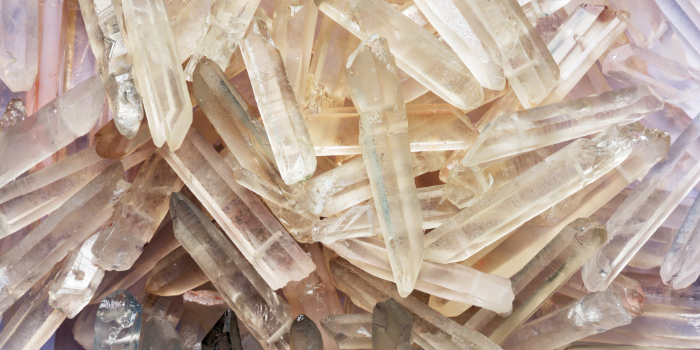 Mined natural quartz crystals in the form of ice shards