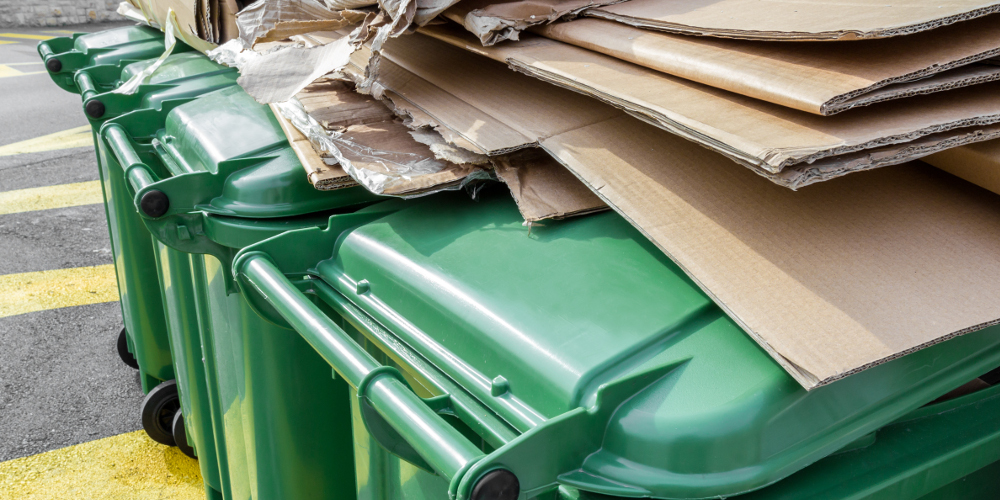 Segregating paper and cardboard on green recycle bins