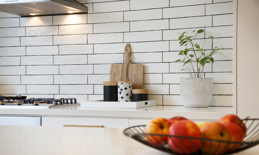 Geometric white wall tiles for kitchen backsplash wall