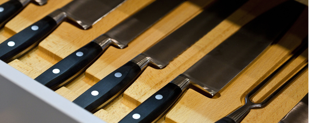 Sharp Knife Set in a kitchen drawer