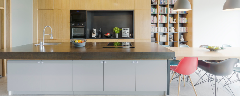 Natural soapstone slabs in kitchen