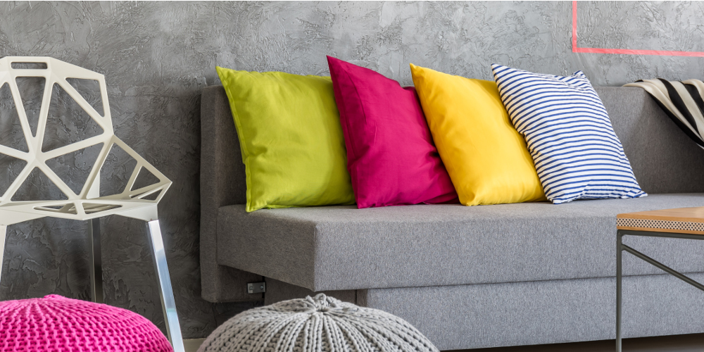 Fun and colourful throw pillows for sofa