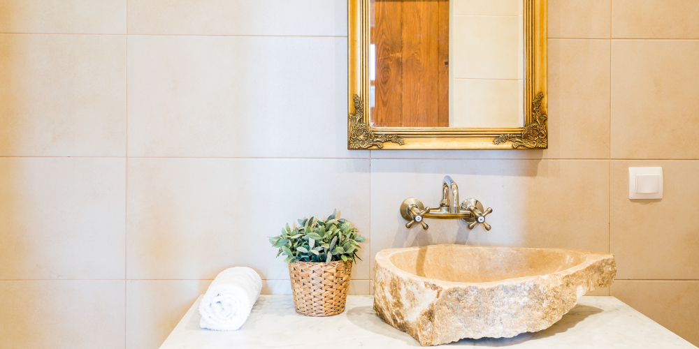 Unique organic shaped bathroom stone sink