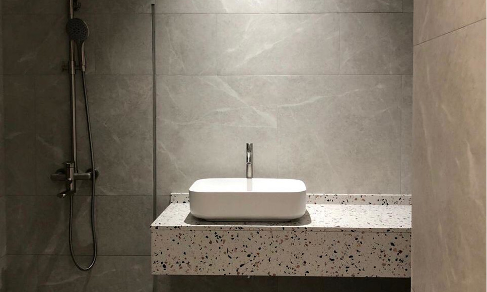 Trendy Terrazzo design bathroom countertop