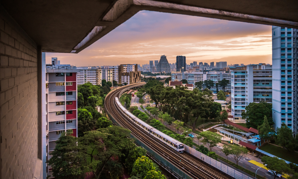 View of the North-South Line MRT Train Tracks