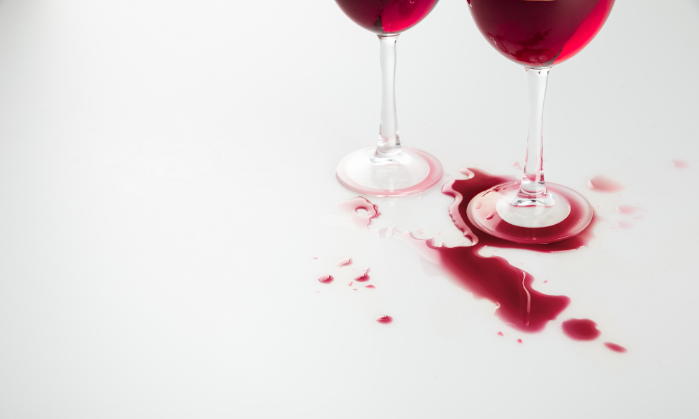 Wine spills on the kitchen countertop