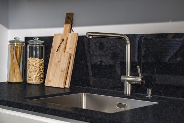 Steel Gray new-modern-steel-faucet-kitchen-room-sink-close-up
